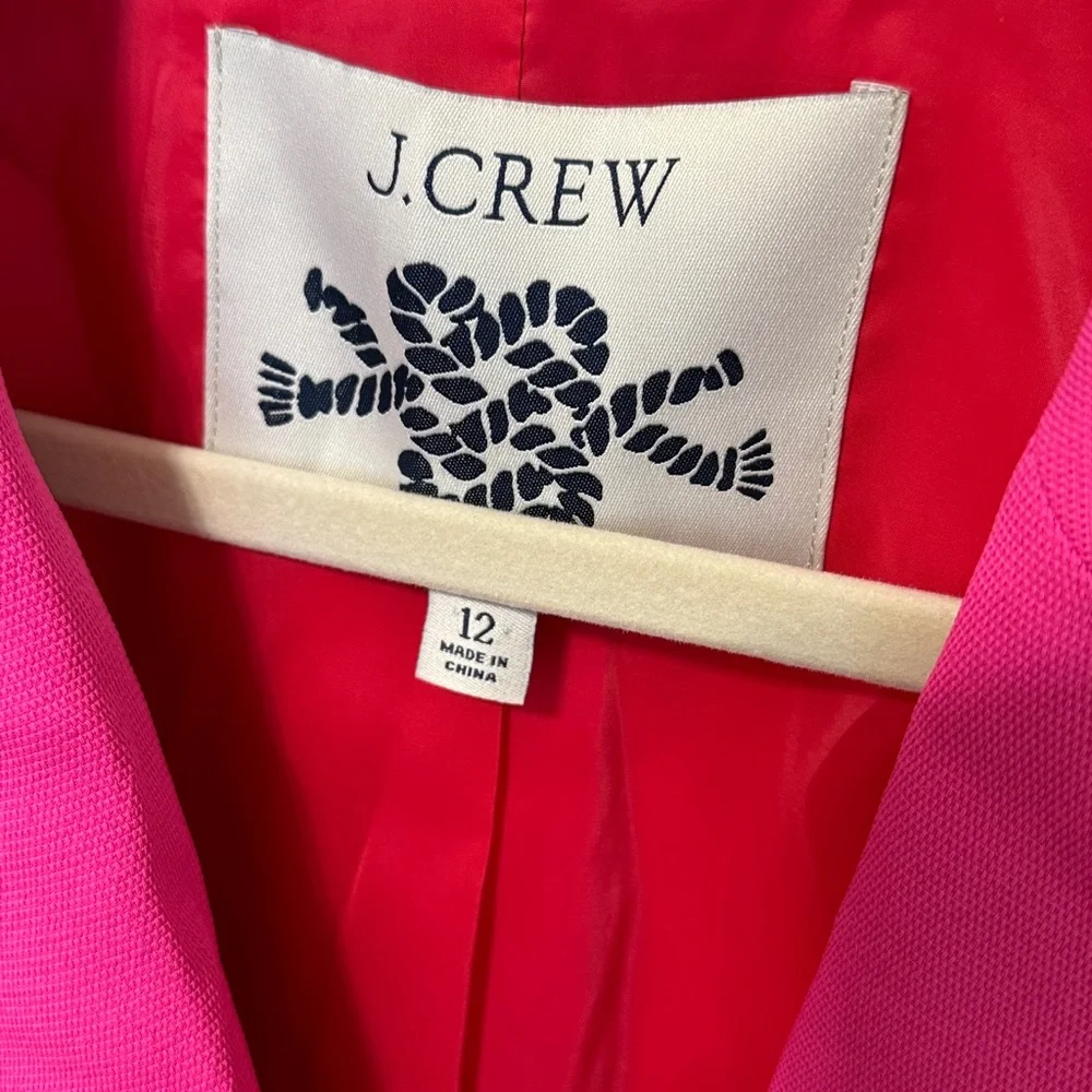 J. Crew Women's Barbie Pink Double-Breasted Blazer / Size 12 / Red Lining